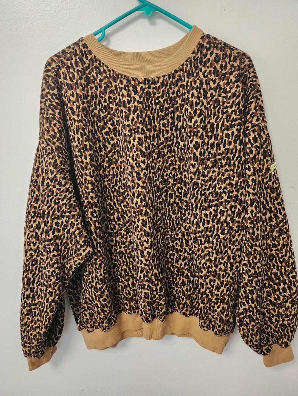 Fabathletics Leopard Print Crewneck Sweater - Tan/Black
